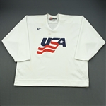 Gleason, Tim * <br>White, U.S. Olympic Mens Orientation Camp Worn Jersey, Signed<br>USA 2009<br>#6 Size: XL
