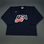 Malone, Ryan * <br>Blue, U.S. Olympic Mens Orientation Camp Worn Jersey, Signed<br>USA 2009<br>#12 Size: XXL