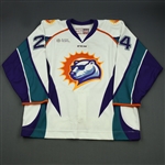 Gillies,Trevor w/Barnett nameplate<br>White Set 1<br>Orlando Solar Bears 2013-14<br>#24 Size: 58