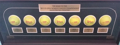 Serena Williams vs. Victoria Azarenka<br>Framed - Road to the Championship - Womens Finals<br>US Open 2013<br>#2 of 3 Size:12.5 inches high X 31 inches wide by 3 1/2 inches 
