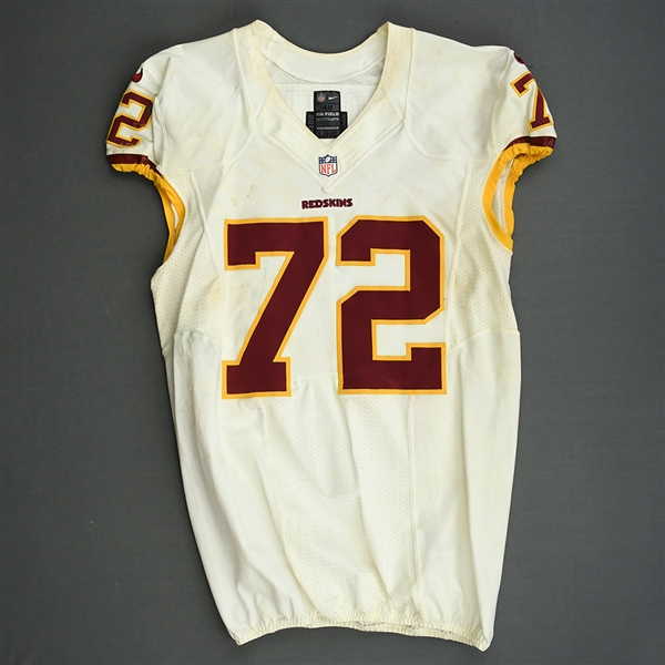 Bowen, Stephen<br>White, Worn Sunday September 15, 2013 vs. Green Bay Packers<br>Washington Redskins 2013<br>#72 Size:48 LINE