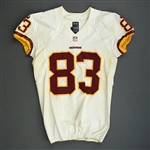 Davis, Fred<br>White, Worn Sunday September 15, 2013 vs. Green Bay Packers<br>Washington Redskins 2013<br>#83 Size:42 SKILL