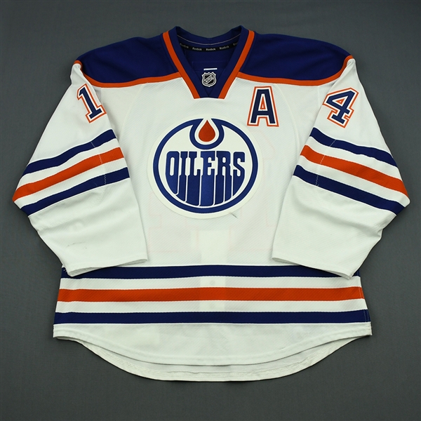 Eberle, Jordan<br>White Retro Set 3 w/A<br>Edmonton Oilers 2013-14<br>#14 Size: 54