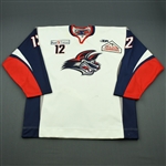 Campanale, Matt<br>White Set 1 (A removed)<br>Elmira Jackals 2011-12<br>#12 Size: 58