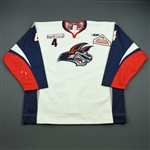 Godfrey, Josh<br>White Set 1 (A removed)<br>Elmira Jackals 2011-12<br>#4 Size: 58