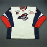 Kirschner, Alec<br>White Set 1 (A removed)<br>Elmira Jackals 2011-12<br>#37 Size: 58