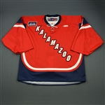 Zapolski, Ryan<br>Red Set 1 (Back-Up Only)<br>Kalamazoo Wings 2011-12<br>#1 Size: 58G