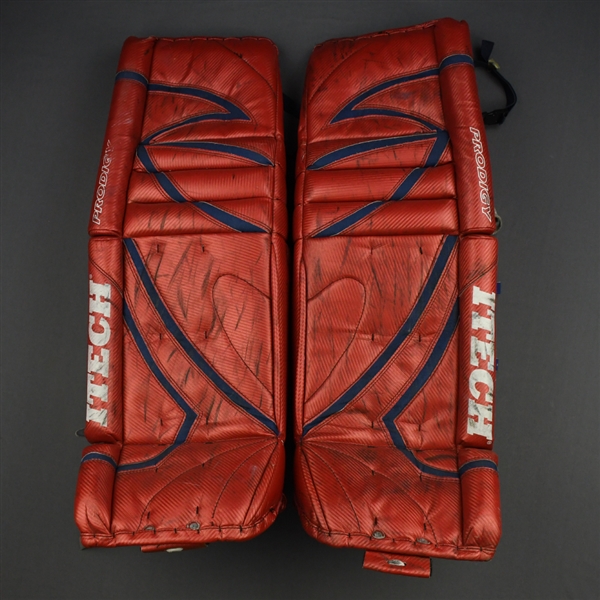 Valiquette, Steve<br>Itech Prodigy Red Goalie Pads<br>Hartford Wolf Pack 2004-05<br>#40 