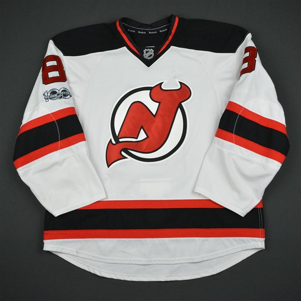 Bennett, Beau<br>White Set 2 w/ NHL Centennial Patch<br>New Jersey Devils 2016-17<br>#8 Size: 56