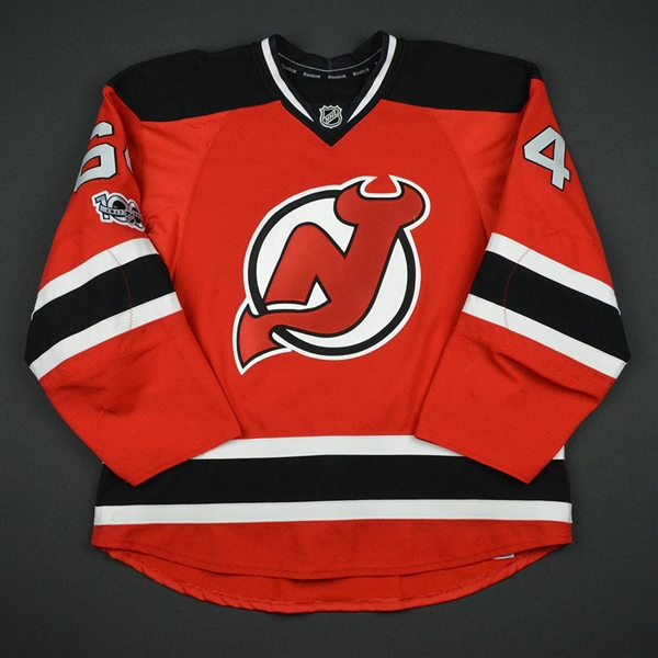 Blandisi, Joseph<br>Red Set 1 w/ NHL Centennial Patch<br>New Jersey Devils 2016-17<br>#64 Size: 56