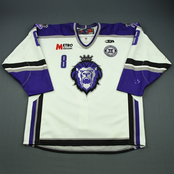 Goulet, Alain<br>White Set 1 w/ 10th Anniversary Patch<br>Reading Royals 2010-11<br>#8 Size: 56