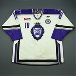 Scrymgeour, John<br>White Set 1 w/ 10th Anniversary Patch<br>Reading Royals 2010-11<br>#18 Size: 56
