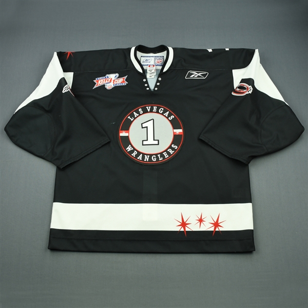 OKeefe, Mitch<br>Black Kelly Cup Finals (Back-Up Only)<br>Las Vegas Wranglers 2011-12<br>#1 Size: 58G