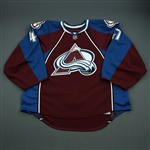 Grahame, John<br>Burgundy Set 1 - Worn during preseason and backed up in regular season<br>Colorado Avalanche 2010-11<br>#47 Size: 58G
