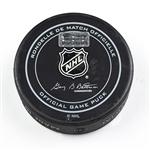 Columbus Blue Jackets Game-Used Puck<br>December 14, 2015 vs. Tampa Bay Lightning (Blue Jackets Logo)<br>Columbus Blue Jackets 2015-16