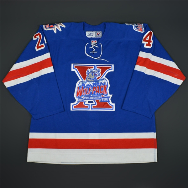 Callahan, Ryan * <br>Blue, Tenth Anniversary Crest Alternate<br>Hartford Wolf Pack 2006-07<br>#24 Size: 56