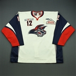 de Gray, John<br>White Set 1 (A removed)<br>Elmira Jackals 2010-11<br>#12 Size: 58