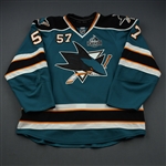 Wingels, Tommy * <br>Teal w/GG III Memorial Patch<br>San Jose Sharks 2012-13<br>#57 Size: 56
