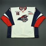 Dubuc, Michael<br>White Set 1<br>Elmira Jackals 2010-11<br>#16 Size: 58