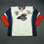 Hillier, Ryan<br>White Set 1<br>Elmira Jackals 2010-11<br>#17 Size: 56