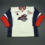 Turner, Brennan<br>White Set 1 (A removed)<br>Elmira Jackals 2010-11<br>#4 Size: 58