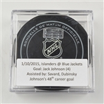 Johnson, Jack<br>January 10, 2015 vs. New York Islanders (Blue Jackets Logo)<br>Columbus Blue Jackets 2014-15