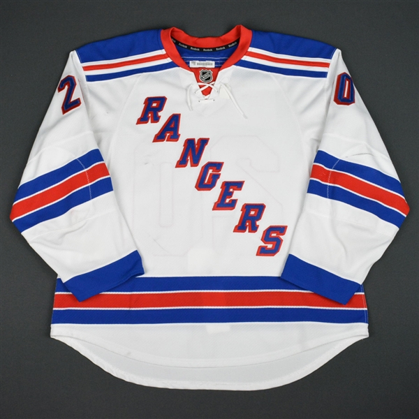 Kreider, Chris * <br>White - Playoffs - worn during the 2014 Eastern Conference Finals - Photo-matched<br>New York Rangers 2013-14<br>#26 Size: 58