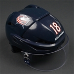 Bourque, Rene<br>Blue, Easton Helmet w/ Oakley Shield<br>Columbus Blue Jackets 2015-16<br>#18 