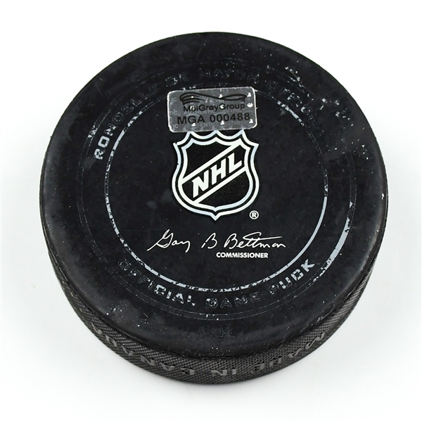 Columbus Blue Jackets Game-Used Puck<br>December 18, 2014 vs. Washington Capitals (Blue Jackets Logo)<br>Columbus Blue Jackets 2014-15