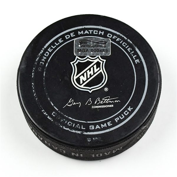 Columbus Blue Jackets Game-Used Puck<br>December 18, 2014 vs. Washington Capitals (Blue Jackets Logo)<br>Columbus Blue Jackets 2014-15
