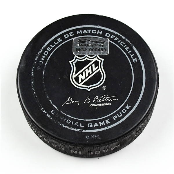 Columbus Blue Jackets Game-Used Puck<br>December 18, 2014 vs. Washington Capitals (Blue Jackets Logo)<br>Columbus Blue Jackets 2014-15