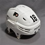 Umberger, R.J.<br>White Bauer Helmet<br>Philadelphia Flyers 2014-15<br>#18 Size: Medium