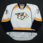 Jones, Seth *<br>White Set 1 - Photo-Matched<br>Nashville Predators 2014-15<br>#3 Size: 58