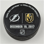 Vegas Golden Knights Warmup Puck<br>December 19, 2017 vs. Tampa Bay Lightning<br>Vegas Golden Knights 2017-18<br>