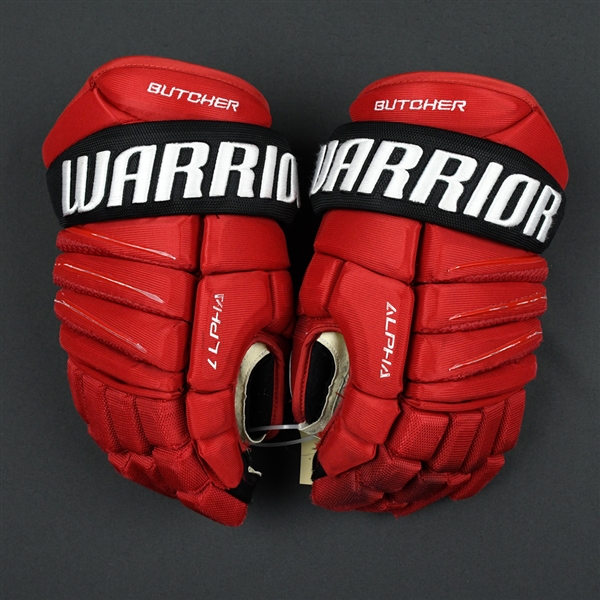 Butcher, Will<br>Warrior Alpha Gloves <br>New Jersey Devils 2017-18<br> 