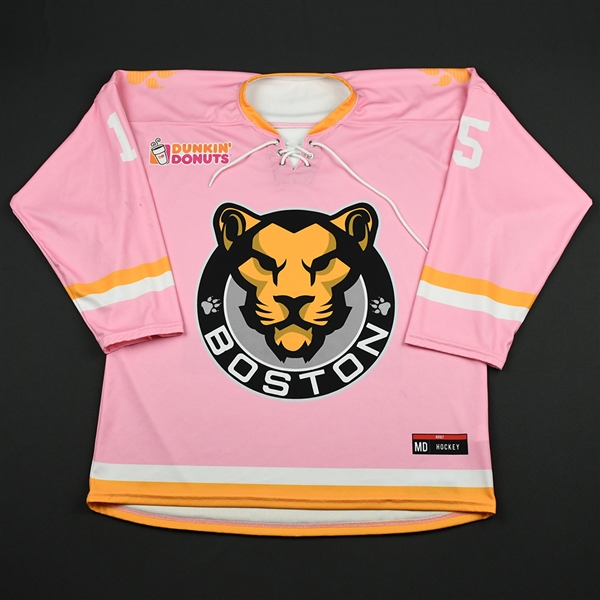 Field, Emily<br>Strides for the Cure - Worn February 2, 2018 vs. Connecticut Whale<br>Boston Pride 2017-18<br>#15 Size: MD