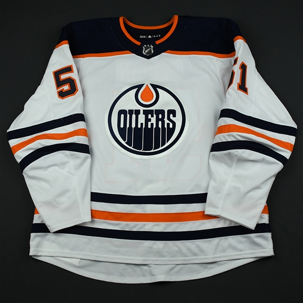 Ferlin, Brian<br>White Set 1 - Game-Issued (GI)<br>Edmonton Oilers 2017-18<br>#51 Size: 58