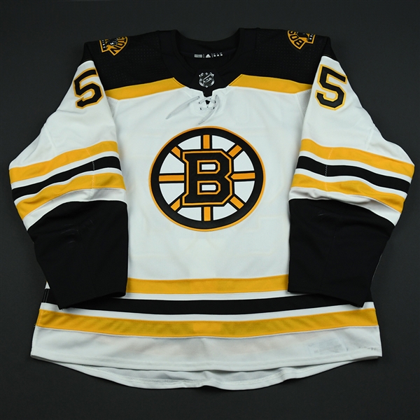Acciari, Noel<br>White Set 3 / Playoffs <br>Boston Bruins 2017-18<br>#55 Size: 56