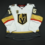 Merrill, Jon<br>White Stanley Cup Playoffs w/ Inaugural Season Patch - Worn in First Playoff Series in Franchise History<br>Vegas Golden Knights 2017-18<br>#15 Size: 56