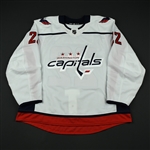 Bowey, Madison <br>White Set 3 / Playoffs - Game-Issued (GI)<br>Washington Capitals 2017-18<br>#22 Size: 58