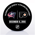 Philadelphia Flyers Warmup Puck<br>December 6, 2018 vs. Columbus Blue Jackets<br>Philadelphia Flyers 2018-19<br> 