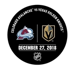 Vegas Golden Knights Warmup Puck<br>December 27, 2018 vs. Colorado Avalanche<br> 2018-19