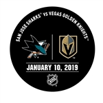 Vegas Golden Knights Warmup Puck<br>January 10, 2019 vs. San Jose Sharks<br> 2018-19