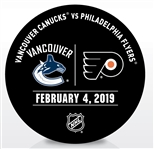 Philadelphia Flyers Warmup Puck<br>February 4, 2019 vs. Vancouver Canucks<br>Philadelphia Flyers 2018-19<br>2000th Franchise Win