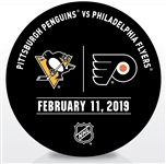 Philadelphia Flyers Warmup Puck<br>February 11, 2019 vs. Pittsburgh Penguins<br>Philadelphia Flyers 2018-19<br>56