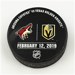 Vegas Golden Knights Warmup Puck<br>February 12, 2019 vs. Arizona Coyotes<br> 2018-19