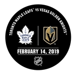 Vegas Golden Knights Warmup Puck<br>February 14, 2019 vs. Toronto Maple Leafs<br> 2018-19