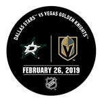 Vegas Golden Knights Warmup Puck<br>February 26, 2019 vs. Dallas Stars<br> 2018-19
