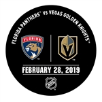 Vegas Golden Knights Warmup Puck<br>February 28, 2019 vs. Florida Panthers<br> 2018-19