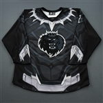 Diffley, Brien<br>MARVEL Black Panther w/Socks - Worn March 2, 2019 vs. Adirondack Thunder<br>Manchester Monarchs 2018-19<br>#2 Size: 56